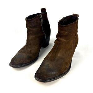 Diesel Brown Suede Ankle Booties with Side Zippers